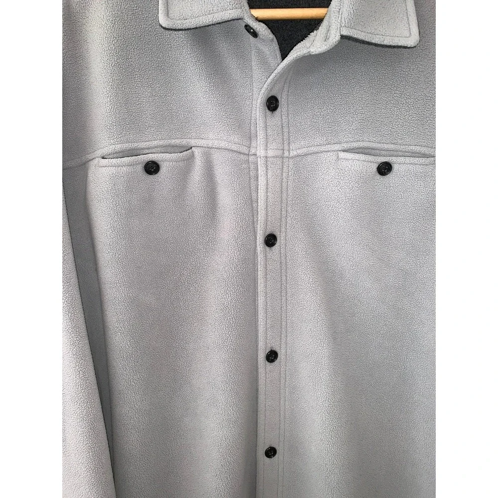 Banana Republic Mens XL Gray Fleece Jacket Button Front Midweight‎